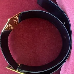 CHANEL | Accessories | Chanel Vintage Black Leather 24k Gold  display picture 1